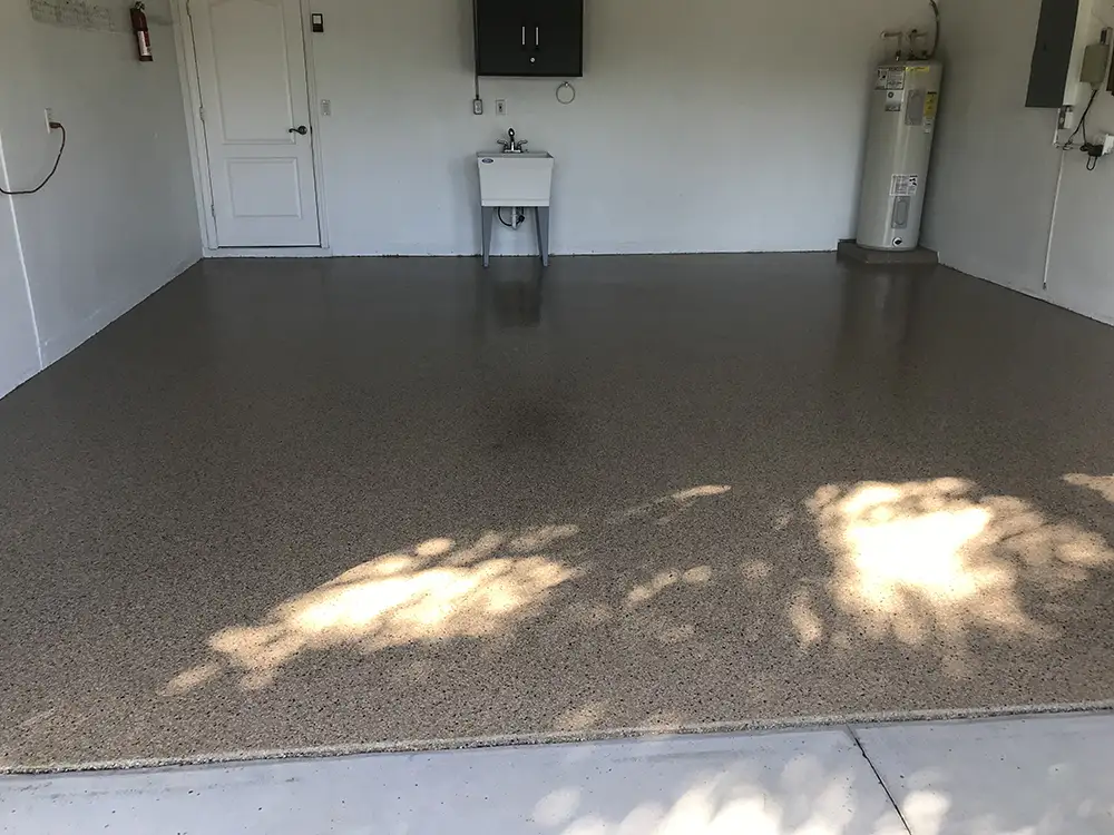 Residential epoxy flake garage