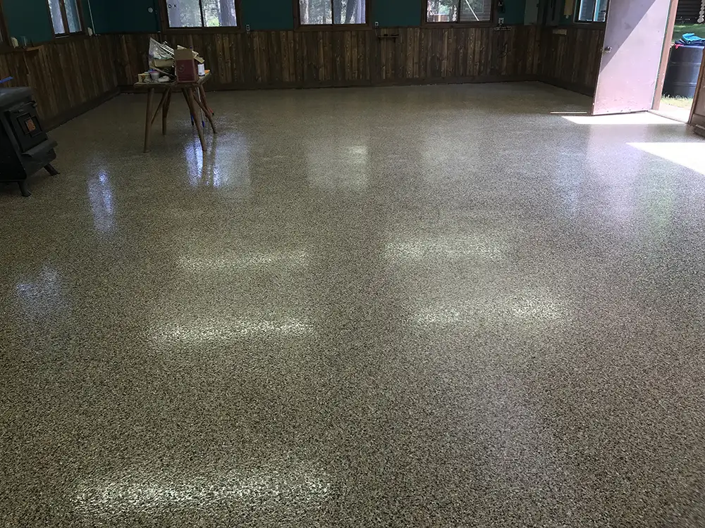 Residential epoxy flake garage