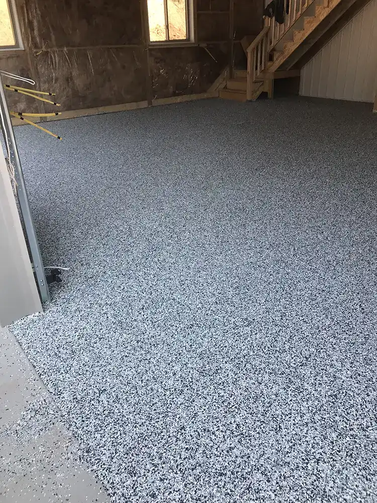 Residential epoxy flake garage #garagesurfacing #epoxyflake