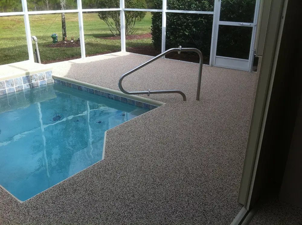 Residential pebbleflex pooldeck