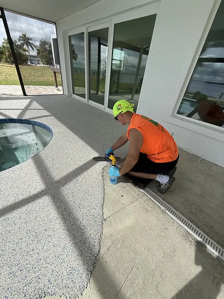 Troweling TPV rubber Naples residential