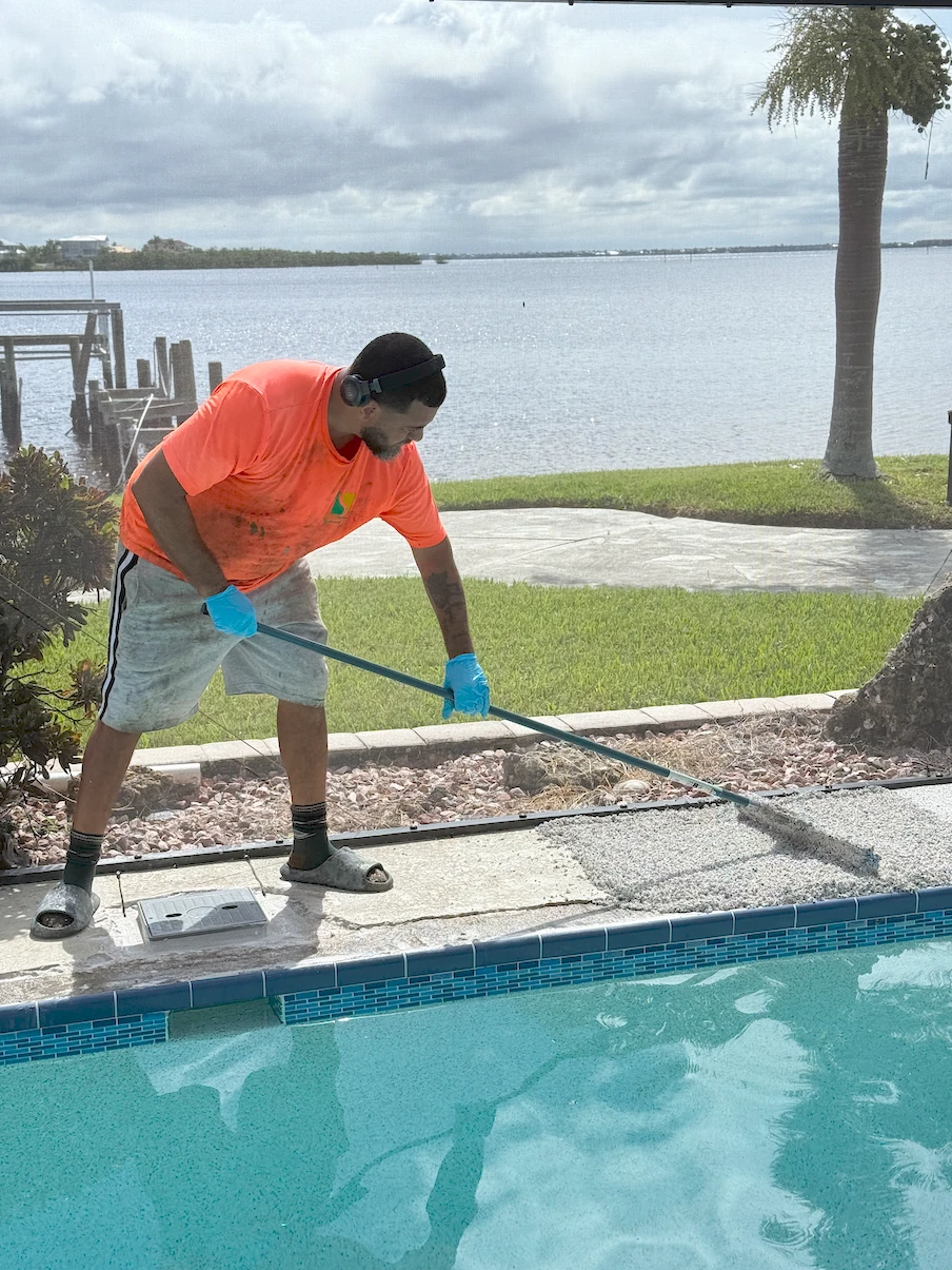 Screenshot showing Specialty Surfaces LLC commercial surfacing project details and layout